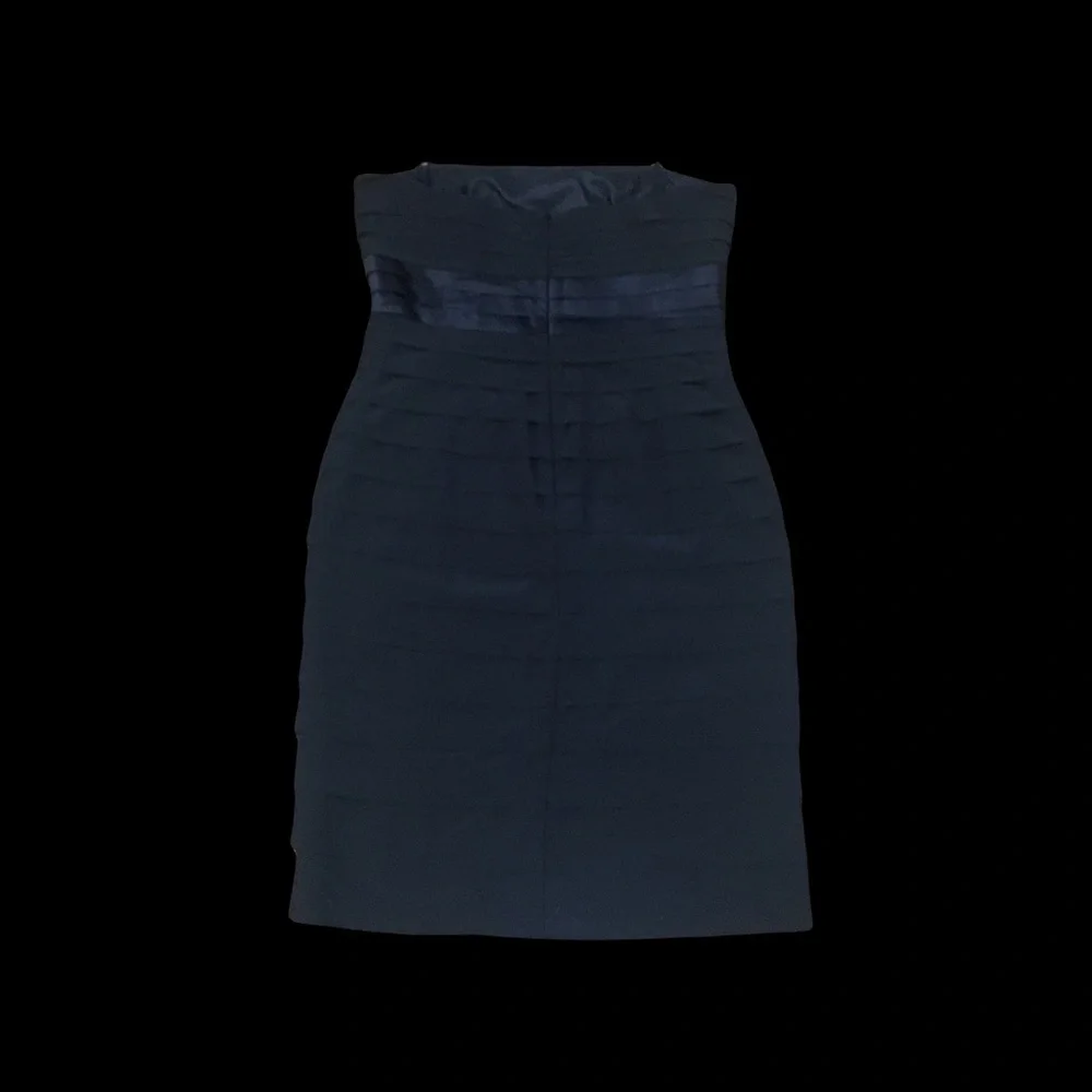 Anne Klein sz 6 All Around Multi Layered Black Dress with Layered Satin Accent - Picture 2 of 8